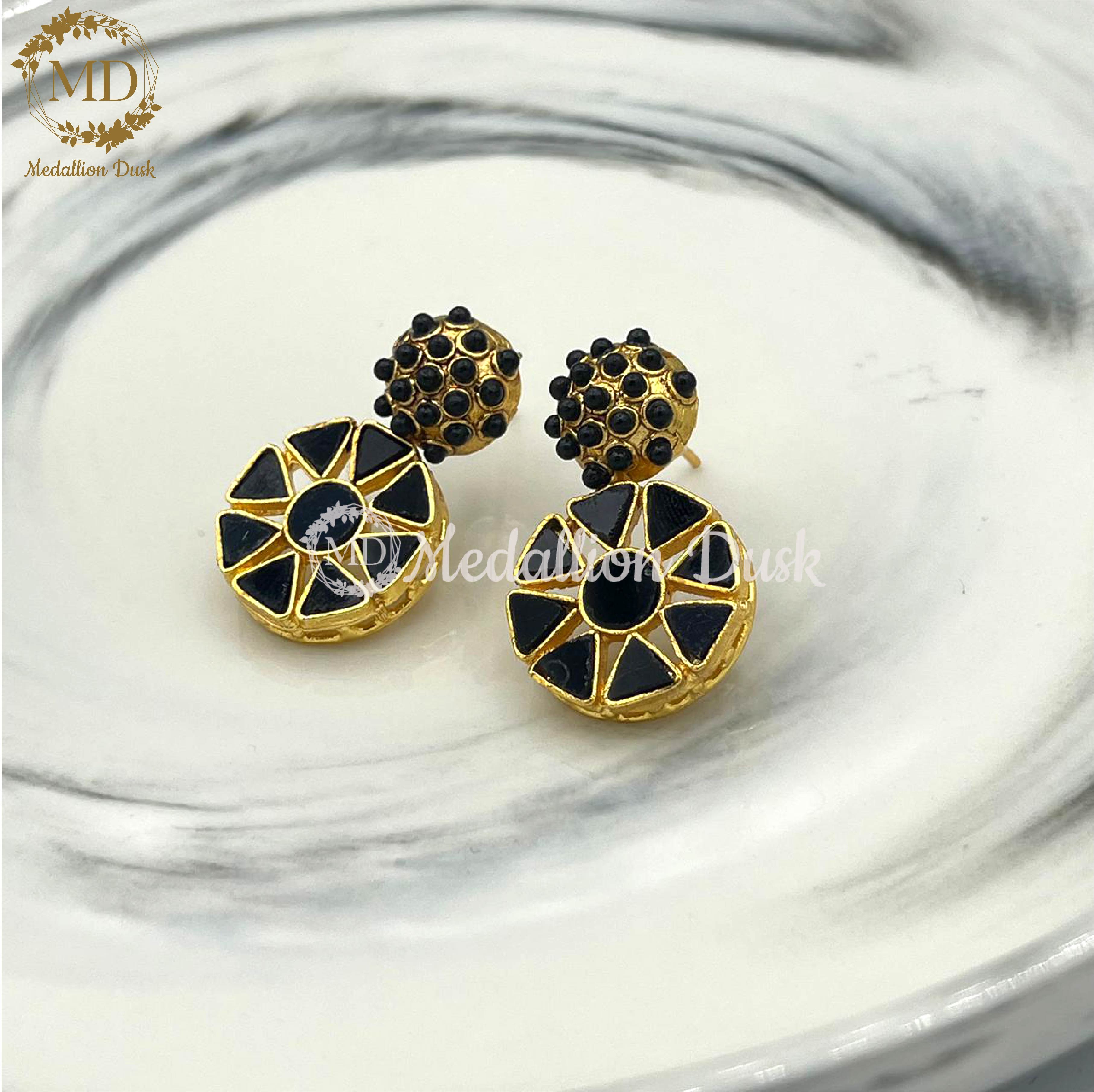 Black Wheel Earrings