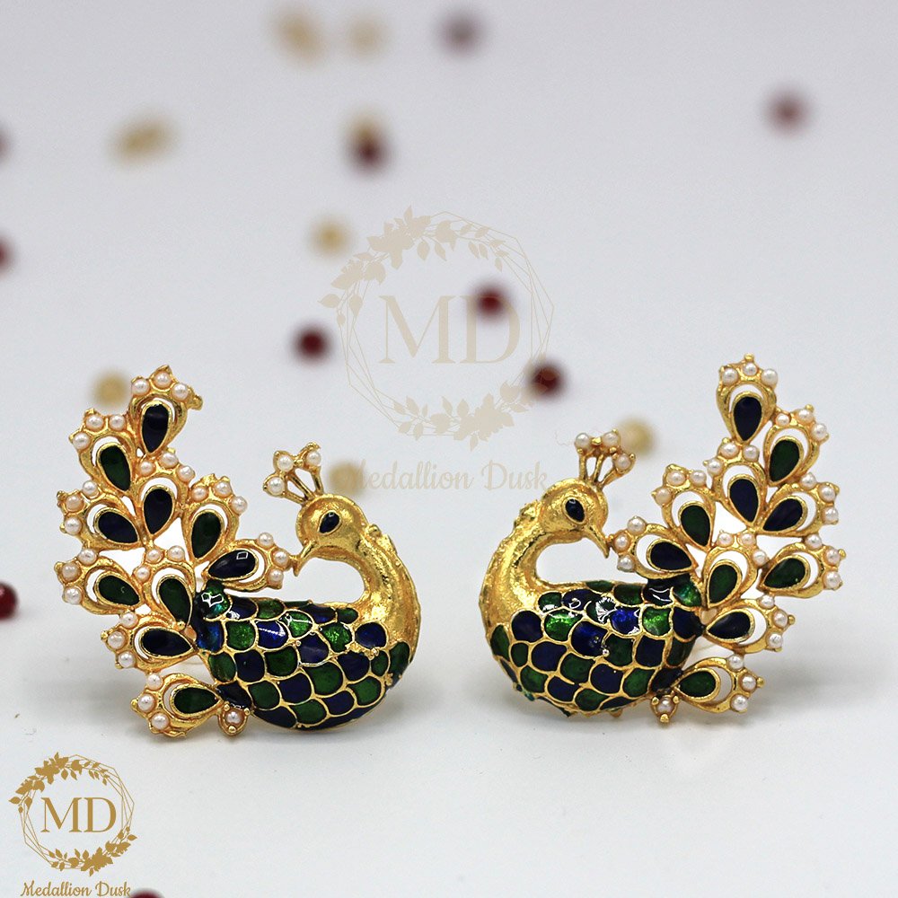 Statement Blue and Green Peacock Earrings